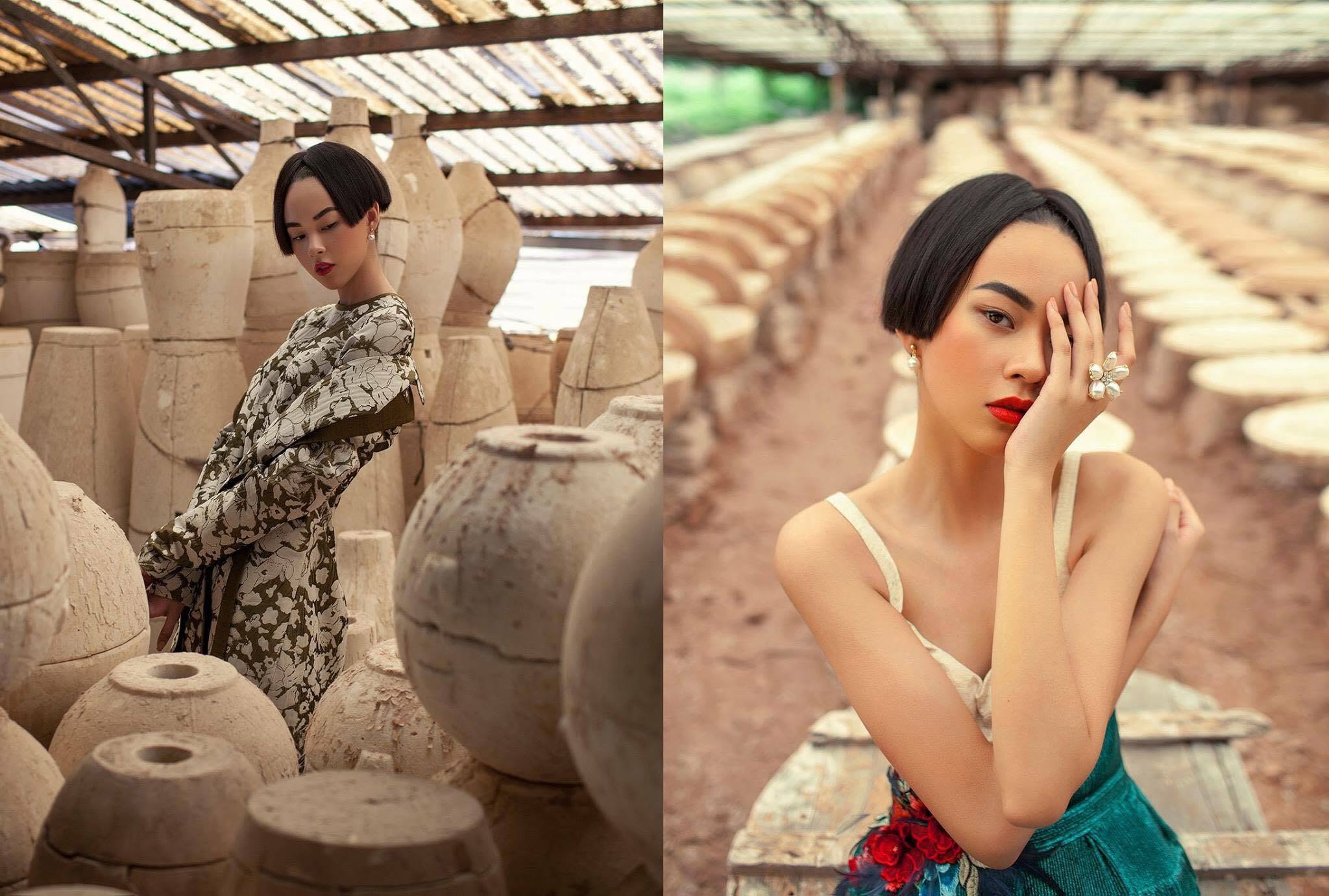 Editorial photograph among the drying pottery